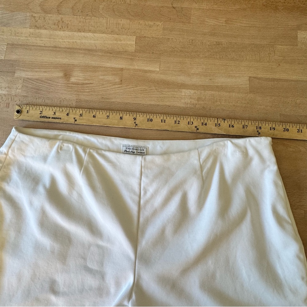 CHARTER CLUB Pant Shop White Stretch Pants Side Zip Women’s 14W Cotton Blend - Picture 4 of 14